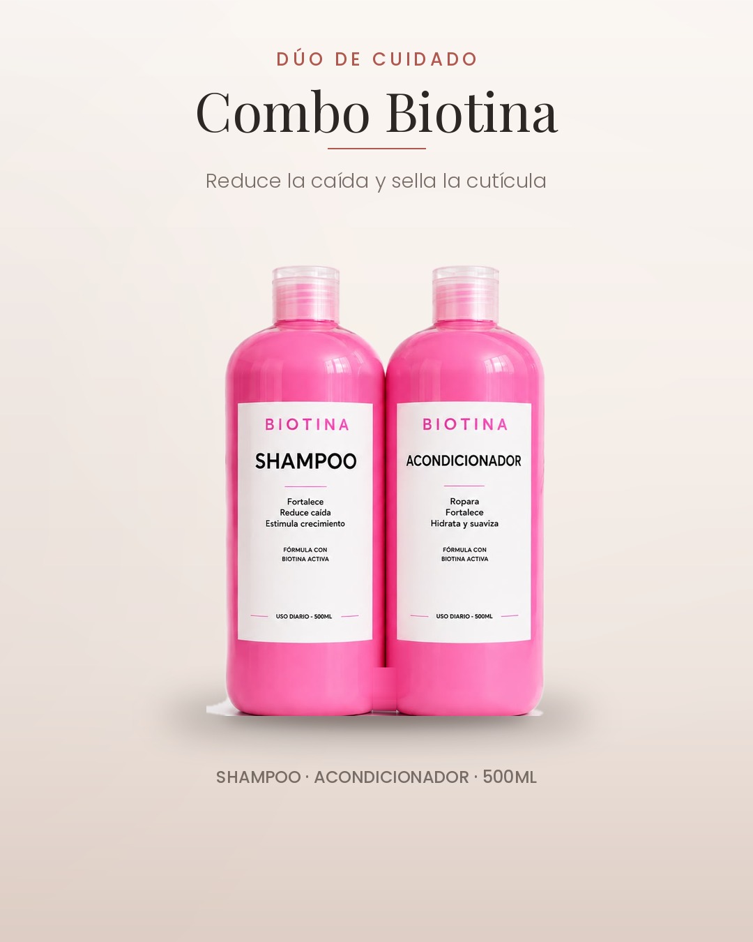 Dúo Shampoo + Acondicionador Biotina PG — 500ml cada uno